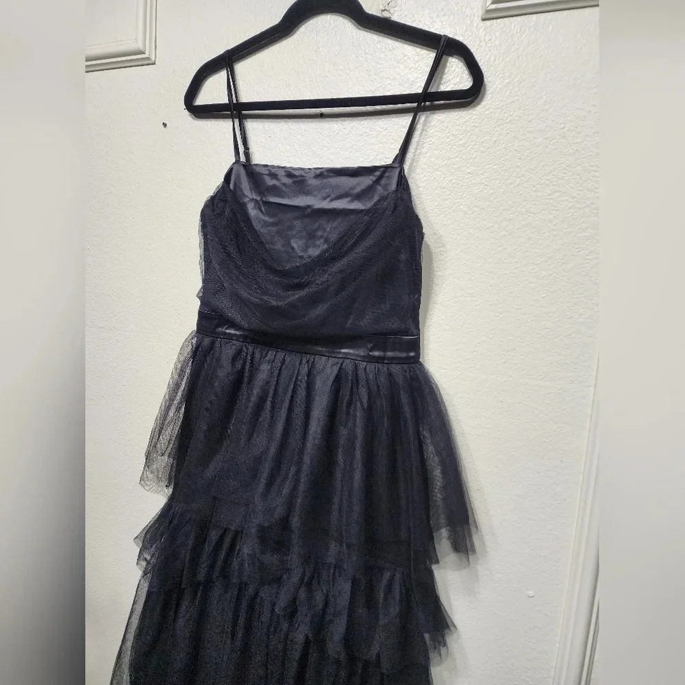 Lulus Sultry Sweetness Black Tiered Tulle Maxi Dress M Wedding Party Guest Dark - Picture 7 of 11